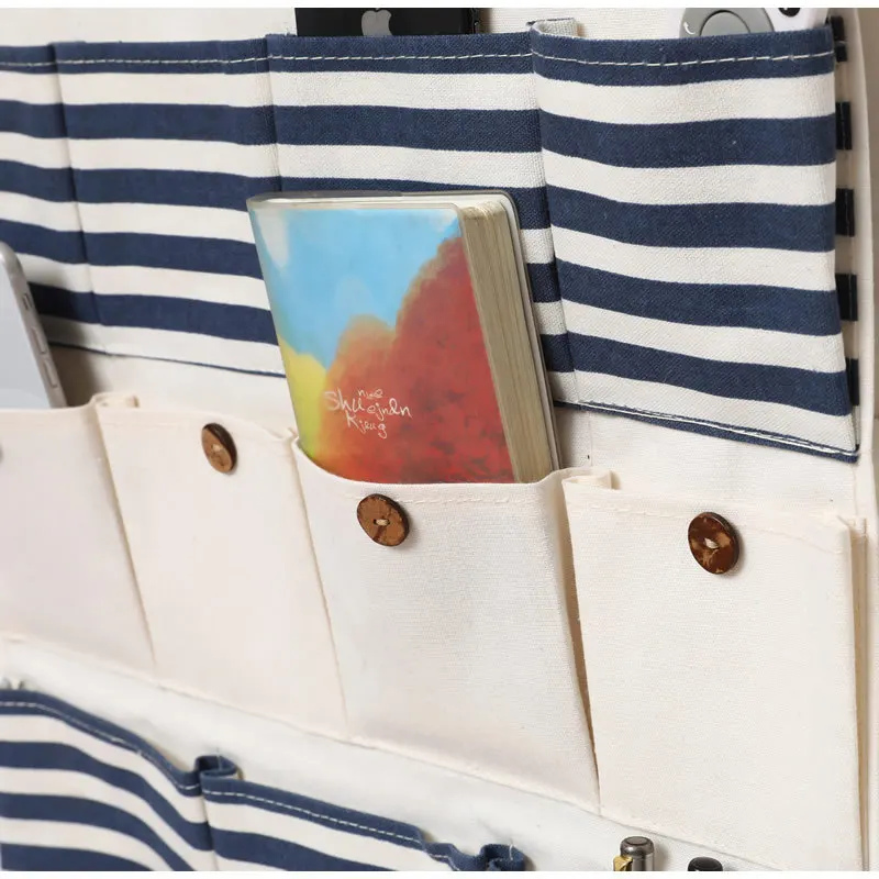 

13 Pockets Mounted Wardrobe Cosmetic Jewelry Storage Basket Hanging Storage Bags Cotton Linen Closet Wall Hanging Organizer