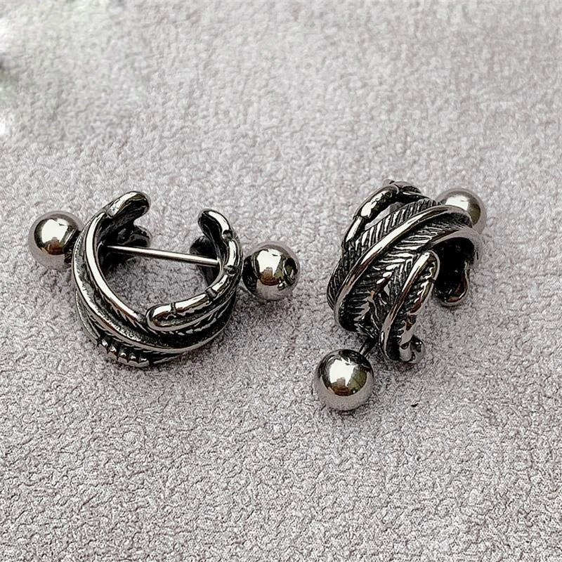 

Серьги мужские витые из титановой стали, простые украшения в стиле ретро, в стиле рок/панк, стильные аксессуары для хип-хоп