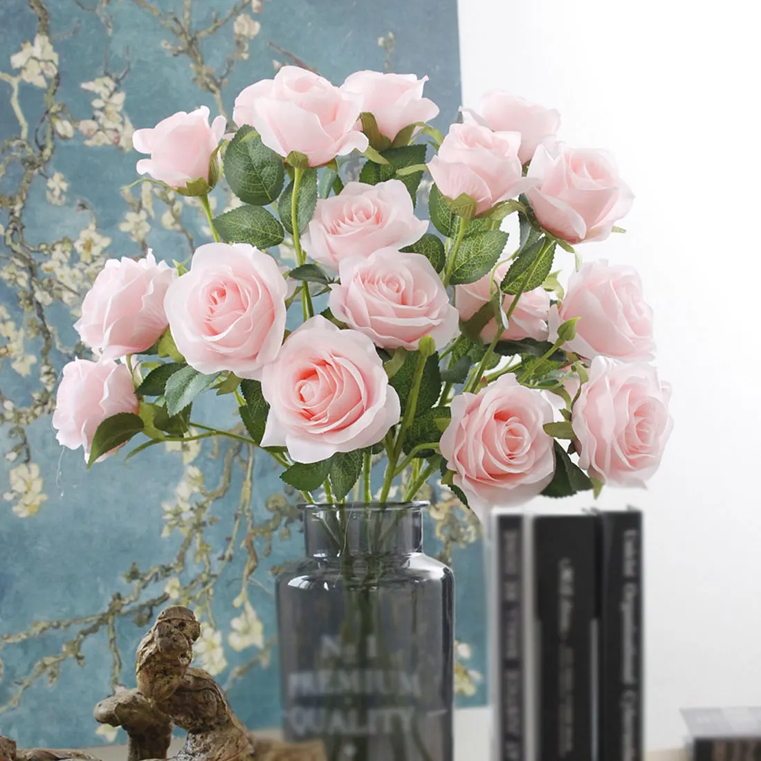 

3 heads 1 Bunch silk Artificial Flower French Rose wedding decoration Floral Bouquet Fake Wedding Home Decor Party accessory