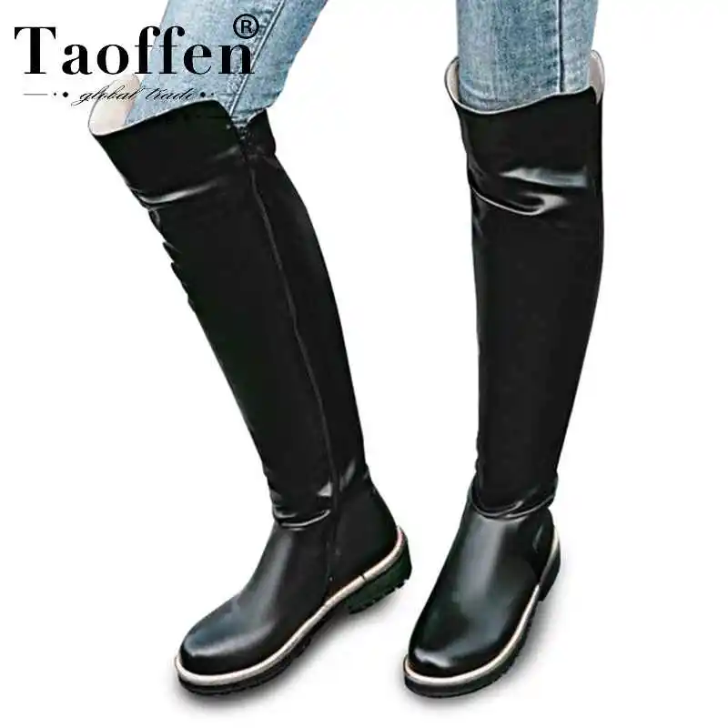 Женские повседневные ботфорты TAOFFEN полусапожки размеров 34 43 из искусственной