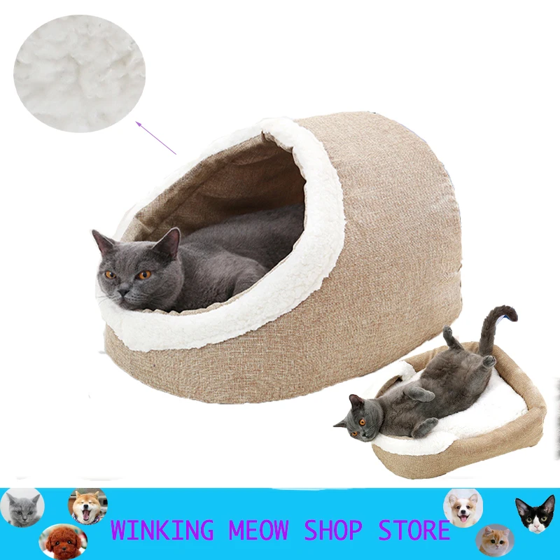 

Зимние теплые тапочки, круглая стильная кровать для собак, домик для домашних животных, милая мягкая подходящая кровать для кошек и собак, д...