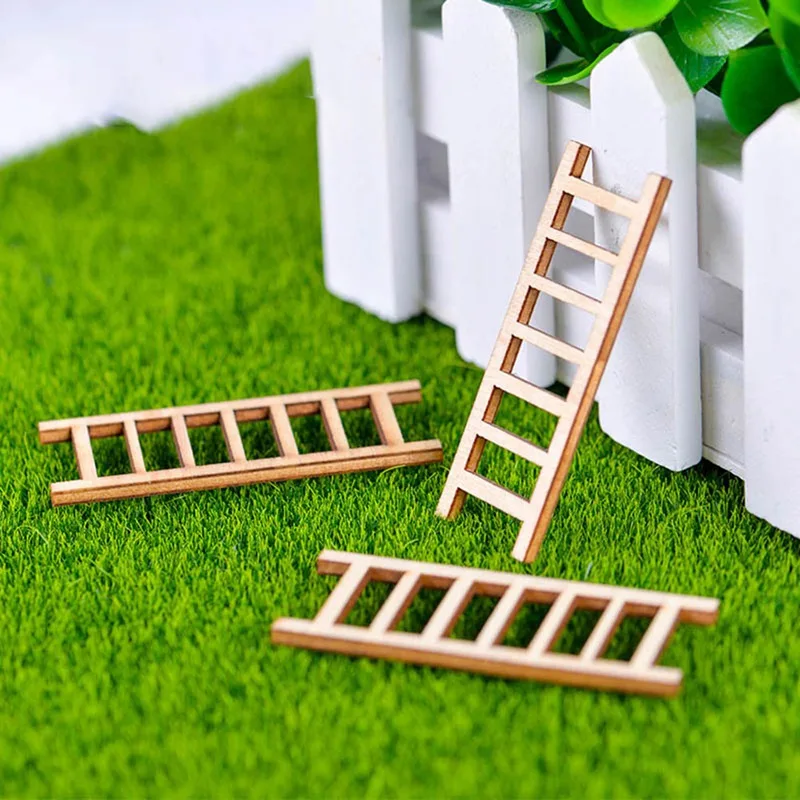Фото 3 шт. миниатюрные садовые Мини Деревянные ступенчатые лестницы искусственное