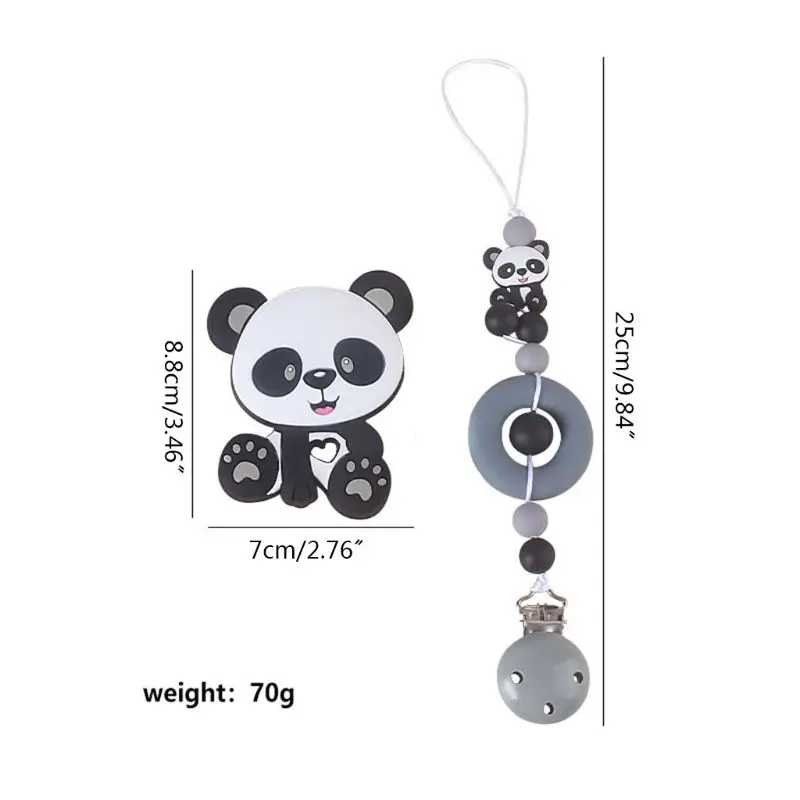 

2Pcs Baby Pacifier Chain Cartoon Bear Teether Set Nipple Clip Holder Molar Toys