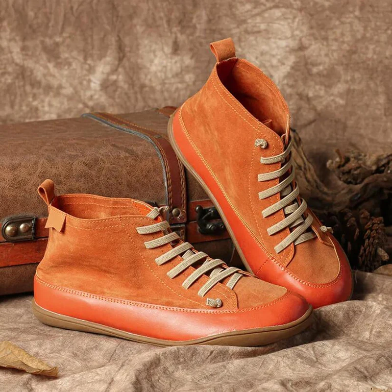 

Women Vintage Ankle Boots Woman Short Boots 2020 New Autumn Winter Female Leather Flats Women's Shoes Lady Footwear