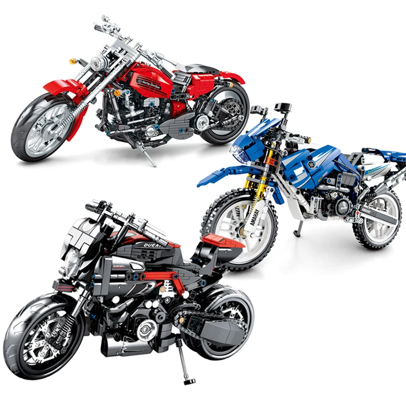 

New City Moto Racing Motorbike Model Building Blocks Technic Motorcycle Vehicles Bricks Toys Gifts For Children