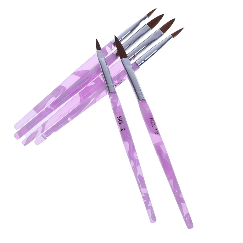 

6Pcs/set Nylon Hair Nail Brush Blue Rhinestone Handle Kolinsky Acrylic Brush Pen Nail Gel Builder Carving Dotting Drawing Tools