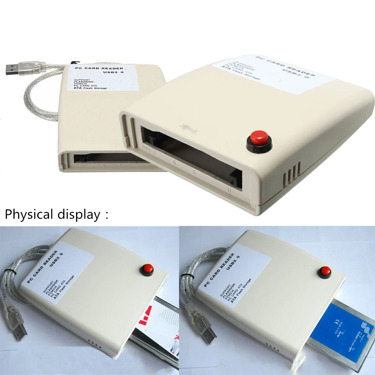 USB 2.0 to 68 Pin ATA PCMCIA Flash Disk Memory Card Reader Adapter Converter For Windows