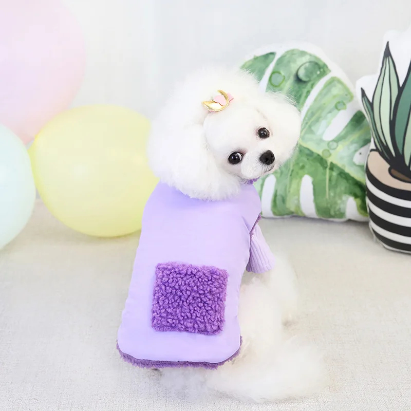 

Pet Dog Cat Coats Clothes Thickening Cotton-Padded Clothes For Autumn Winter Small And Medium Dogs Warm Coats With Large Pockets