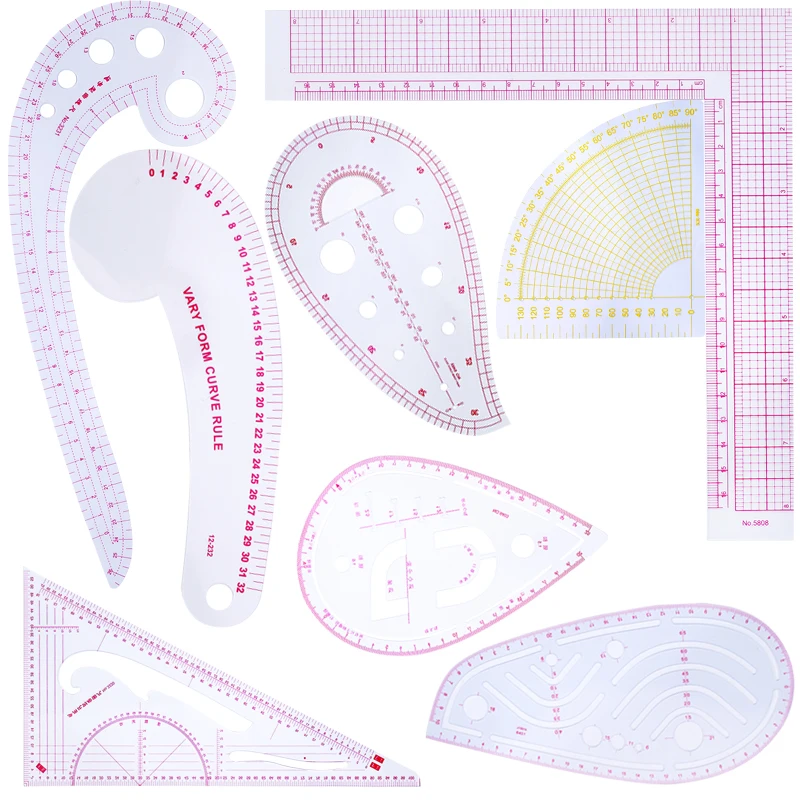 KAOBUY 8pcs Sewing French Curve Ruler Set Measure Dressmaking Tailor Drawing Template Craft Tool Set For Clothing Designing