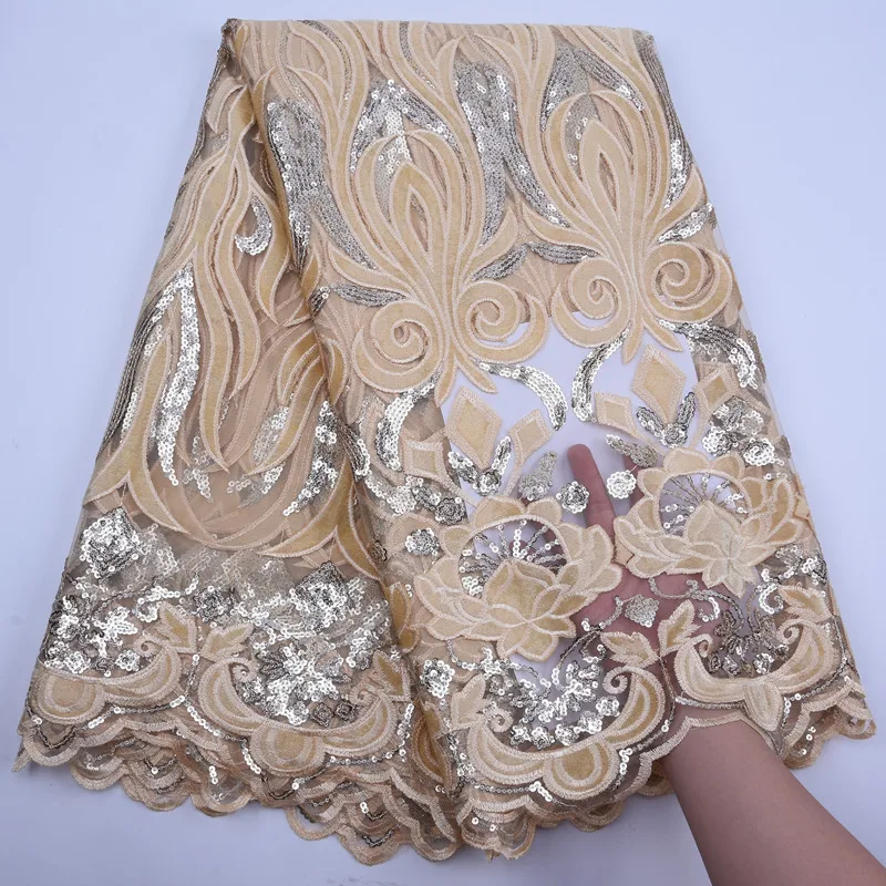 Золотая африканская кружевная ткань с блестками 2019 высокое качество кружева
