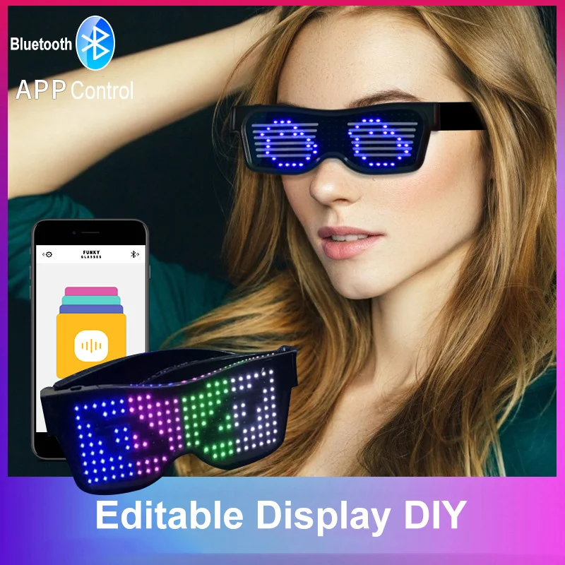 

Glowing Glasses Funny Toys Blinds Dynamic LED Bluetooth Glasses Glowing Toys Funny Toys Cool