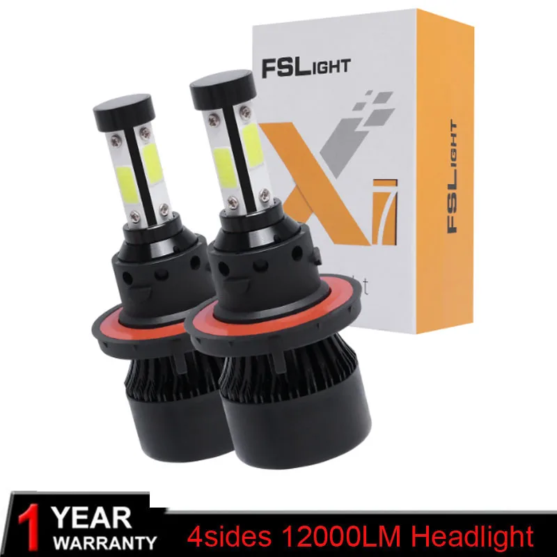

4 Side New H7 LED Car Headlight 100W 12000LM H4 Bulb 6500K H11 9005 HB3 9006 9004 9007 H13 Turbo Auto Lamps Fog Light