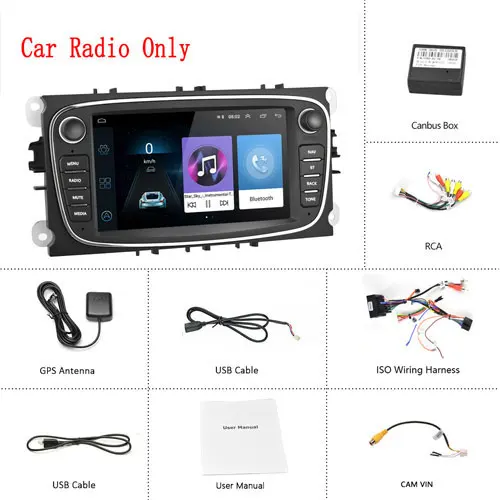 Black Car Radios Camecho " gps Android 8,1 Автомобильный мультимедийный плеер Автомобильный Радио Wifi 2DIN автомобиль Mp5 плеер для Ford/Focus/S-Max/Mondeo 9/Galaxy/C-Max - Цвет: Black Car Radios