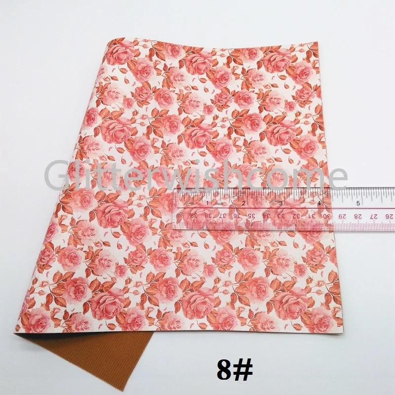 Блестящий виниловый чехол для бантов 21x29 см A4 с цветочным принтом из