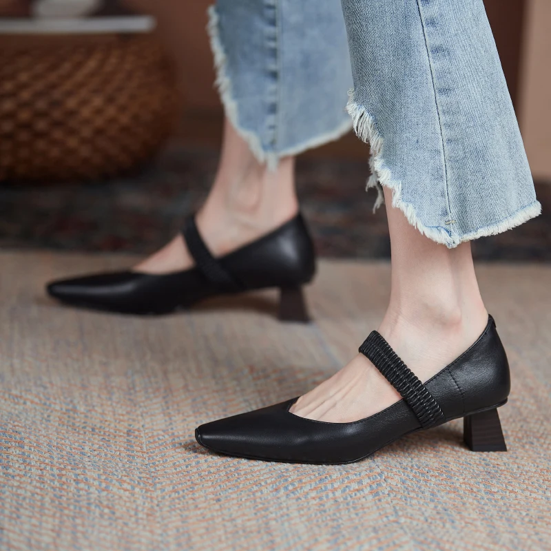 

MoonMeek New Hot Sale 2021 Genuine Leather Shoes Women Summer Fashion Mary Jane Single Shoes Ladies Pumps Casual Shoes