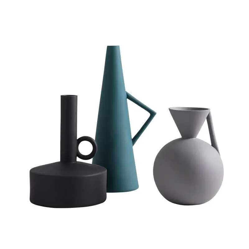 

Nordic Ceramic Vase Decoration Home Creative Style Living Room Entrance Model Room Flower Arrangement Geometric Art Decorative