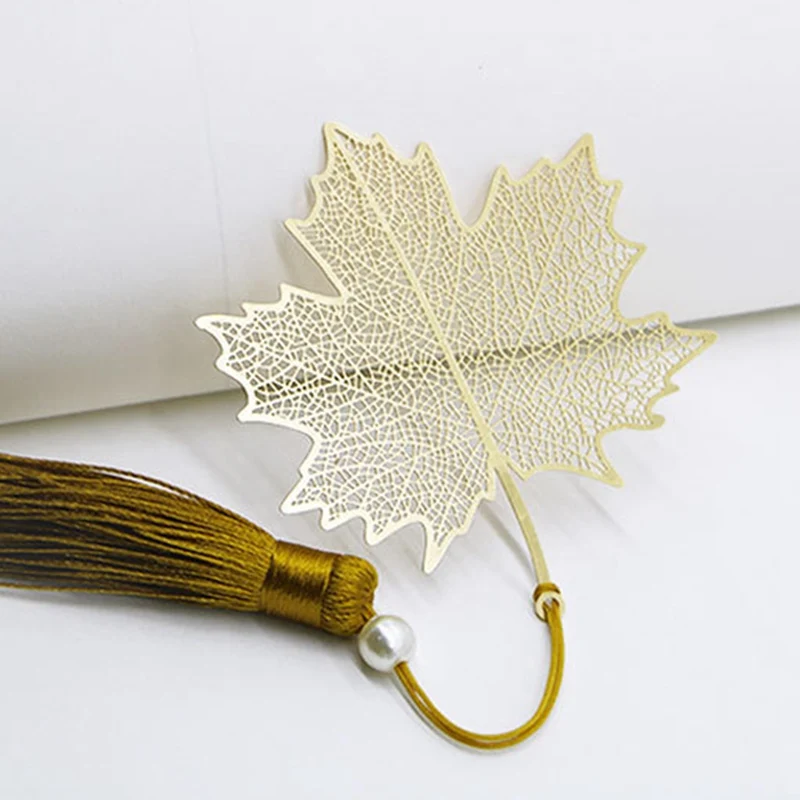 

Stationery For School 2020 Leaf Bookmark Use High-value Brass Literature Art Students Metal Geometric Sycamore Leaf Stationery