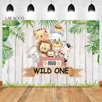 laeacco safari party wild one backdrop tropical leaf kids animal birthday baby shower portrait customized photography background