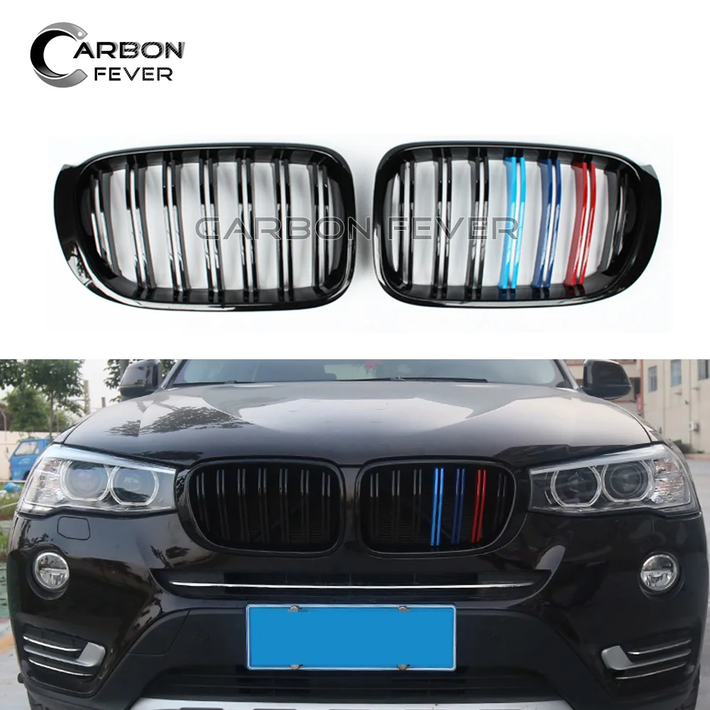Углеродное волокно 2 планка решетка для почек сетка BMW X3 F25 X4 F26 SUV 2014 + глянец Черный