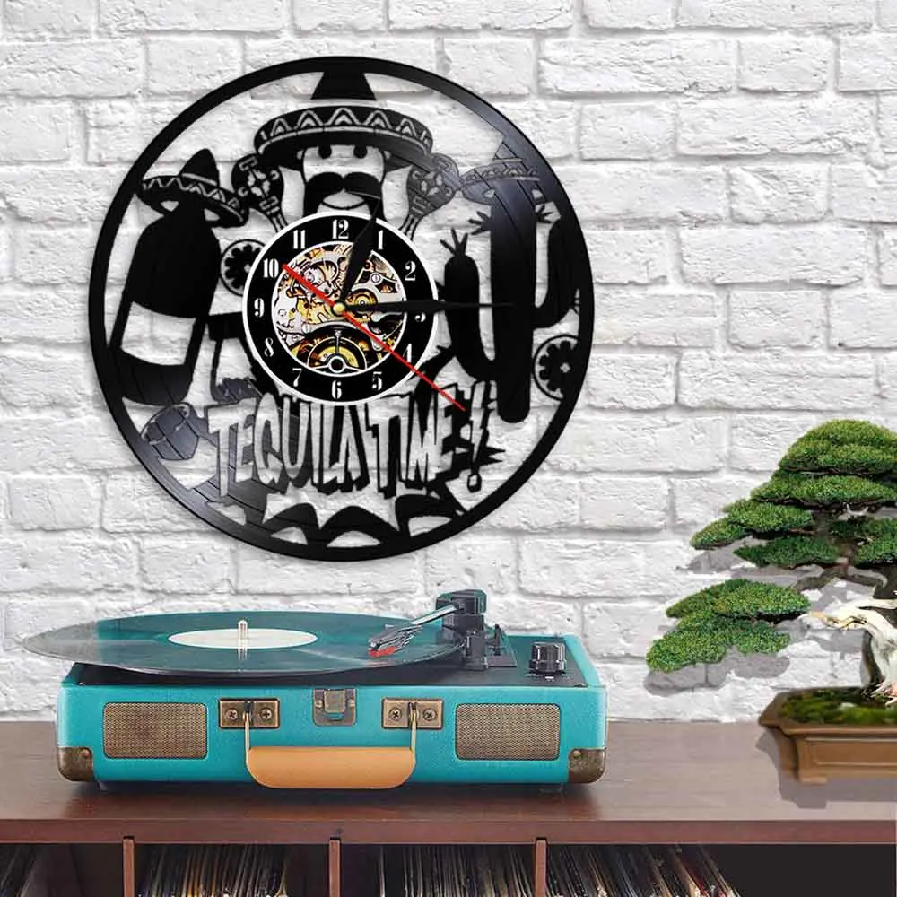 Виниловые часы для напитков с текилой настенные современный дизайн декора кухни