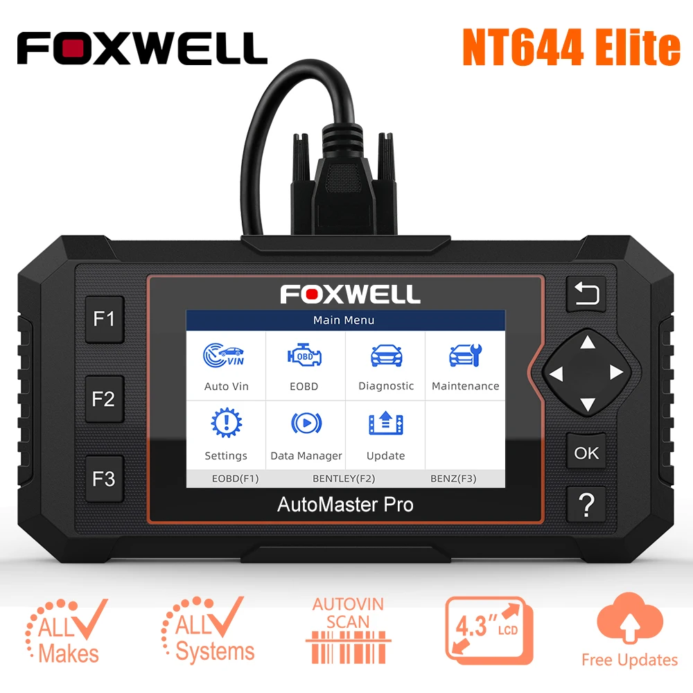 

Foxwell NT644 Elite OBD2 Diagnostic Scanner Full System ABS Bleeding Oil EPB SAS Reset Code Reader Scanner Car Automotive Tools