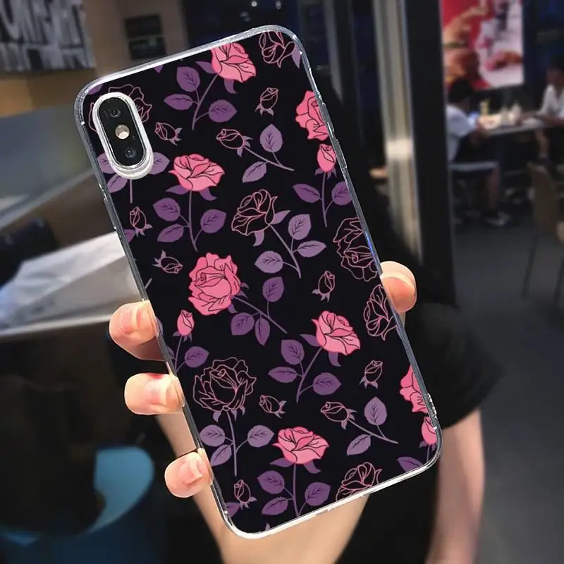 

Retro Art Flower pattern Phone Case Transparent soft For iphone 5 5s 5c se 6 6s 7 8 11 12 plus mini x xs xr pro max