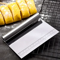 jaswehome dough pastry scraper stainless steel baking kitchen accessories mirror polished with measuring scale cake scraper