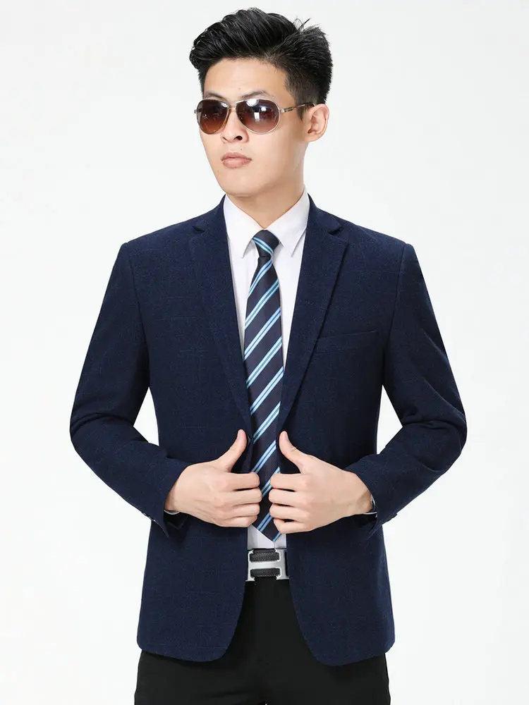 2022 мужской темно-синий клетчатый деловой костюм куртка Умные повседневные