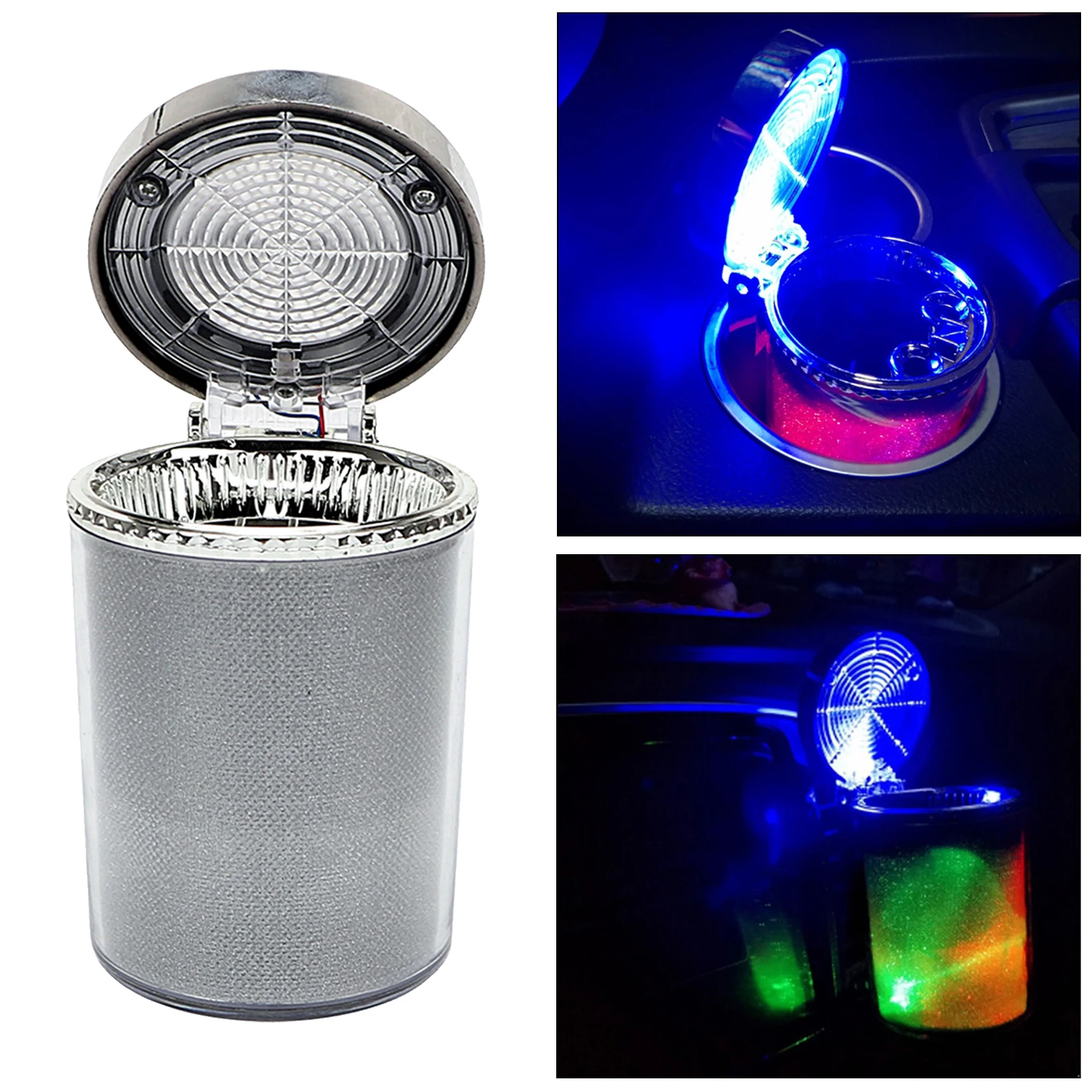 

Auto Colorful Led Truck Car Cup Smoke Ashtray Cylinder W/ Lid
