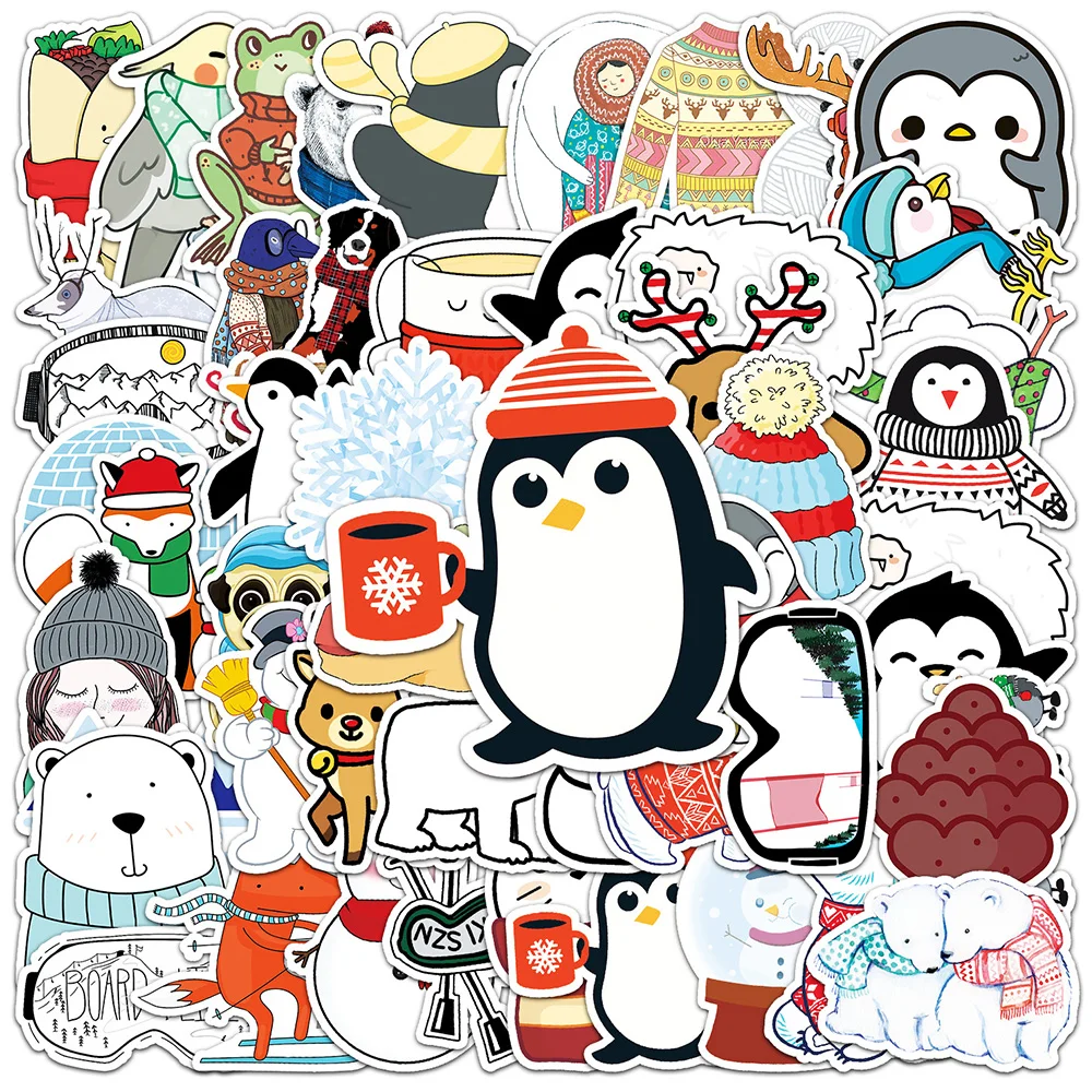 

10/30/50 Pcs Cute Cartoon Penguin Polar Bear Waterproof Stickers Fridge Phone Laptop Luggage Wall Notebook Graffiti Kids Toys