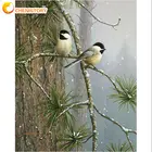 CHENISTORY с маленькими птицами на дереве картина маслом по номерам для домашнего декора акриловые пигмент Цвет живопись на холсте Ручная роспись стены искусства Фо