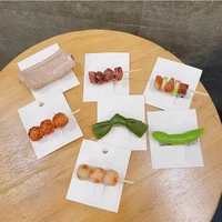 1pcs new korean version of grilled skewers simulation food hair accessories barbecue hairpin girl funny ribs biscuit headwear