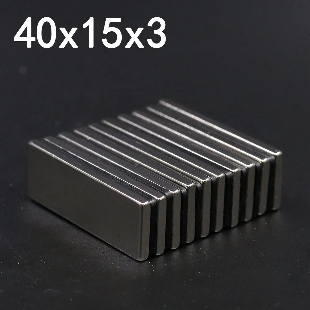 

1/2/5/10Pcs 40x15x3 Neodymium Magnet 40mm x 15mm x 3mm N35 NdFeB Block Super Powerful Strong Permanent Magnetic imanes