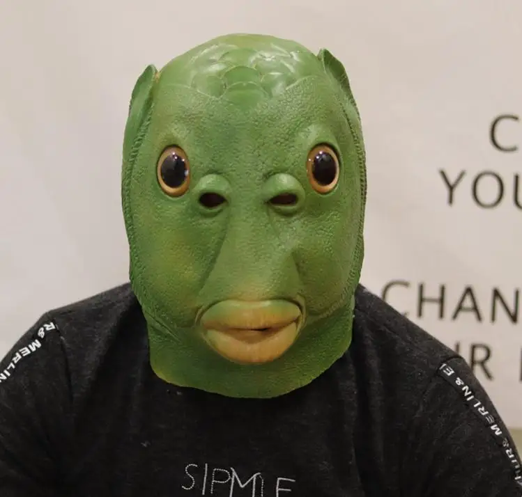 

Legendary Animal Headgear Halloween Funny Cosplay Costume Mask Unisex Women Men Carnival Party Green Fish Head Mask Headgear