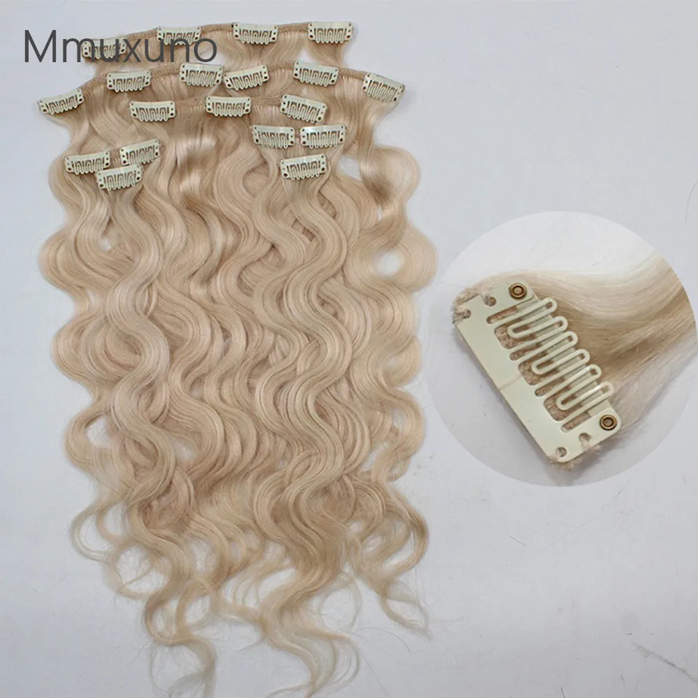 Human hair color wavy traceless hair clip