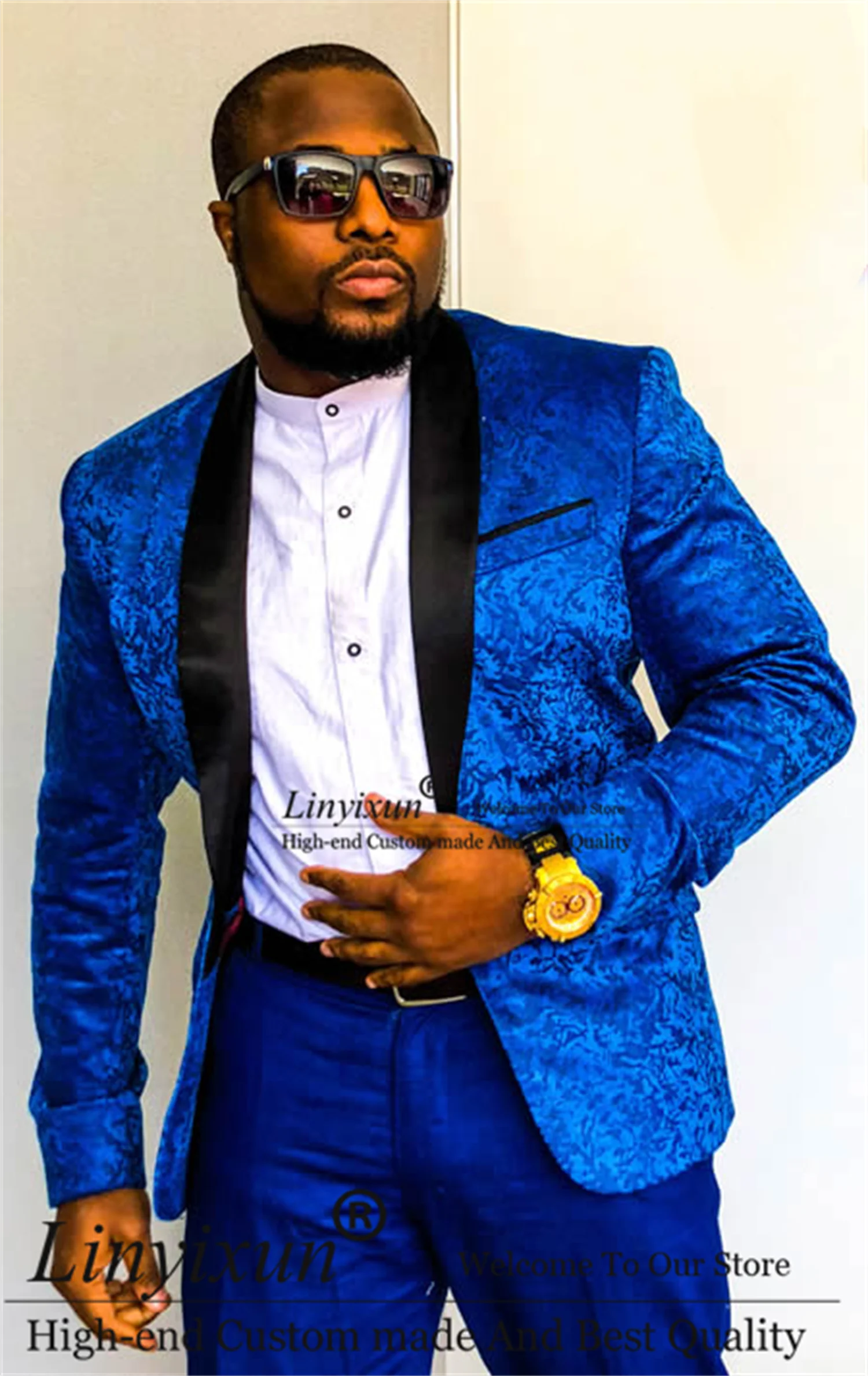 Костюм жаккардовый мужской облегающий смокинг для жениха блейзер выпускного