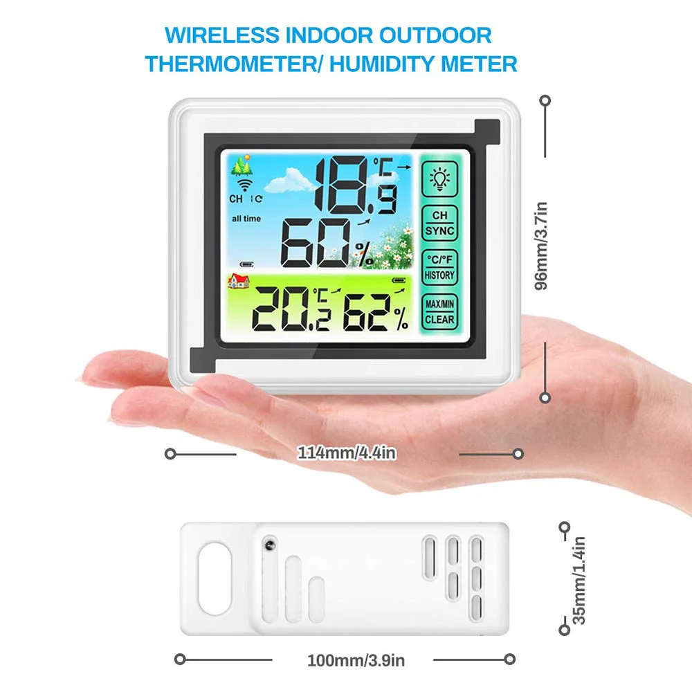 indoor outdoor thermohygrometer weather station wireless lcd digital temperature meter 3 remote sensor for home office baby room free global shipping