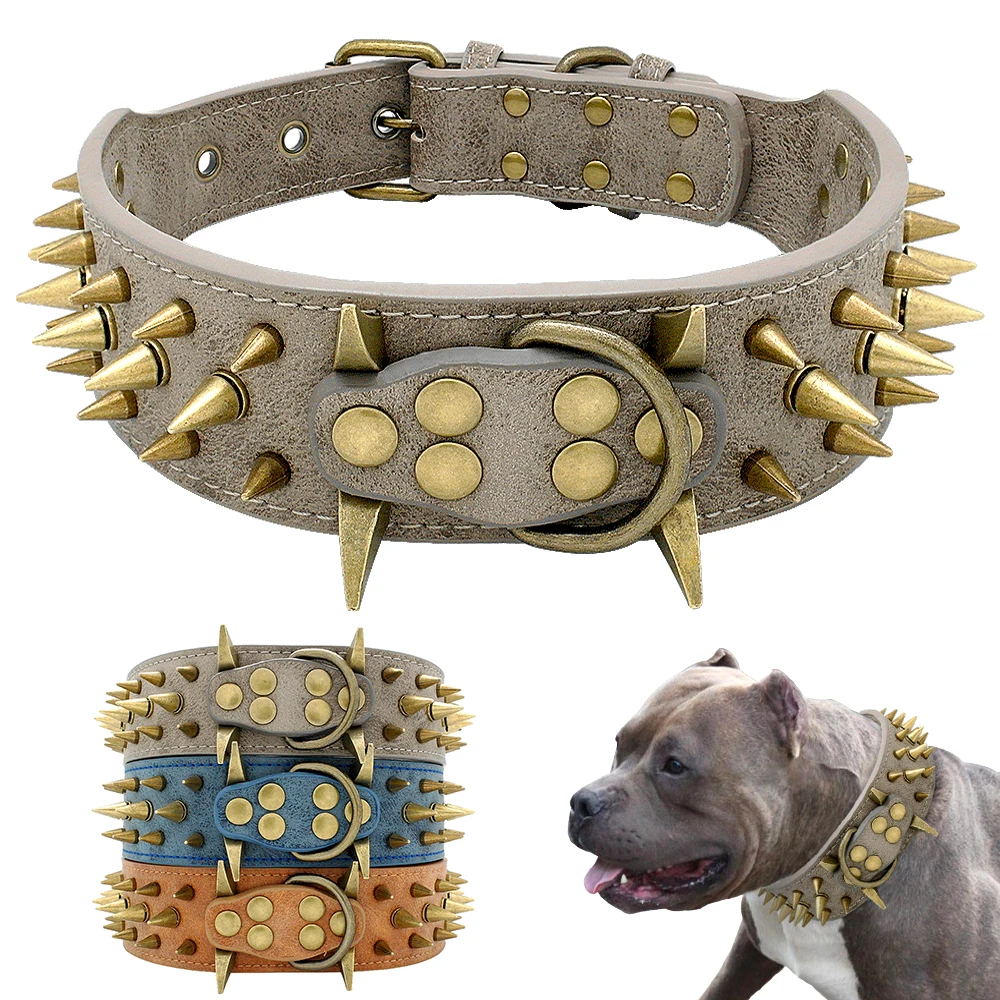 

Halsband Voor Grote Honden Cool Spikes Beslagen Honden Kraag Lederen Halsband Voor Duitse Herder Mastiff Rottweiler Bulldog