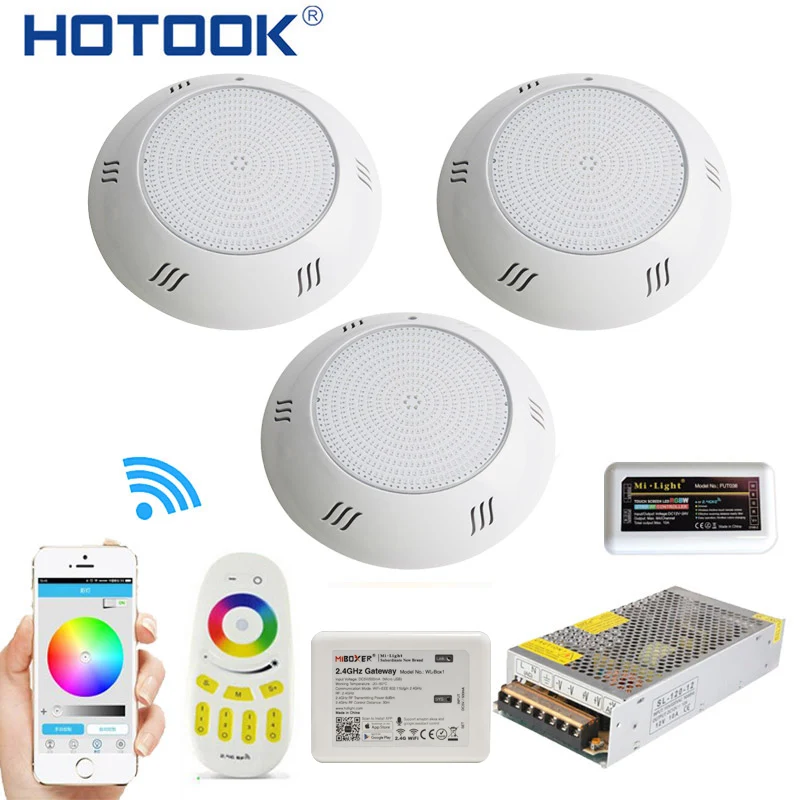 Подводный светильник hotake s Wi Fi светодиодный для бассейна RGB 2 4G комплект из смолы