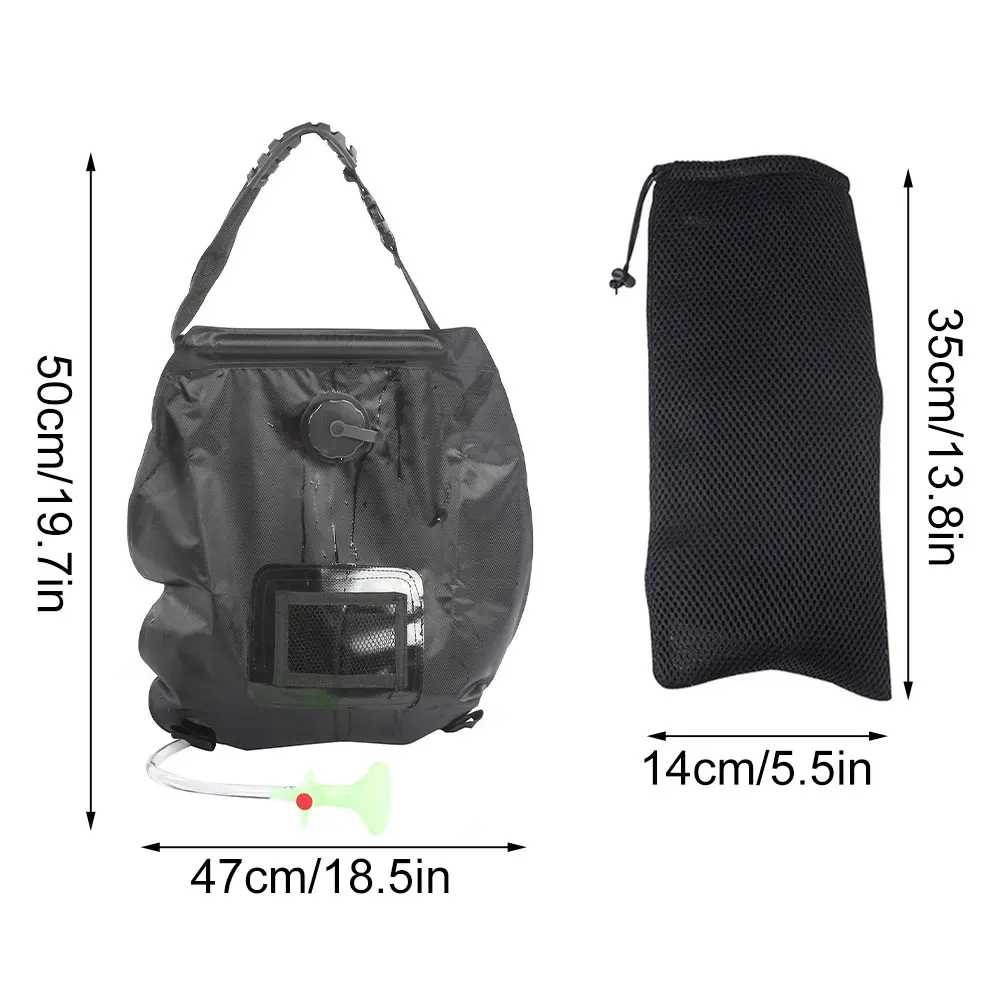 

Water Bags 20L Outdoor Camping Hiking Solar Shower Bag Heating Camping Shower Climbing Hydration Bag Hose Switchable Shower Head