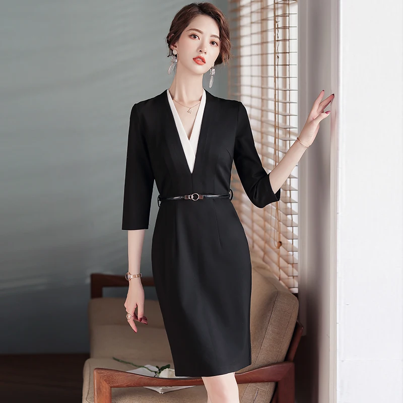 

High-End Business Dress Goddess Style OL Fashion Commuter Front Desk Frock Sales Department Beautician Work Clothes