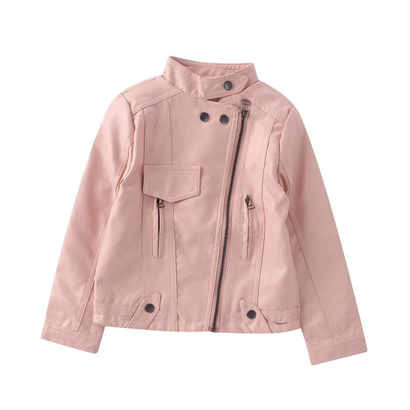 Куртка на молнии из искусственной кожи для девочек 4-12 лет | Детская одежда и обувь