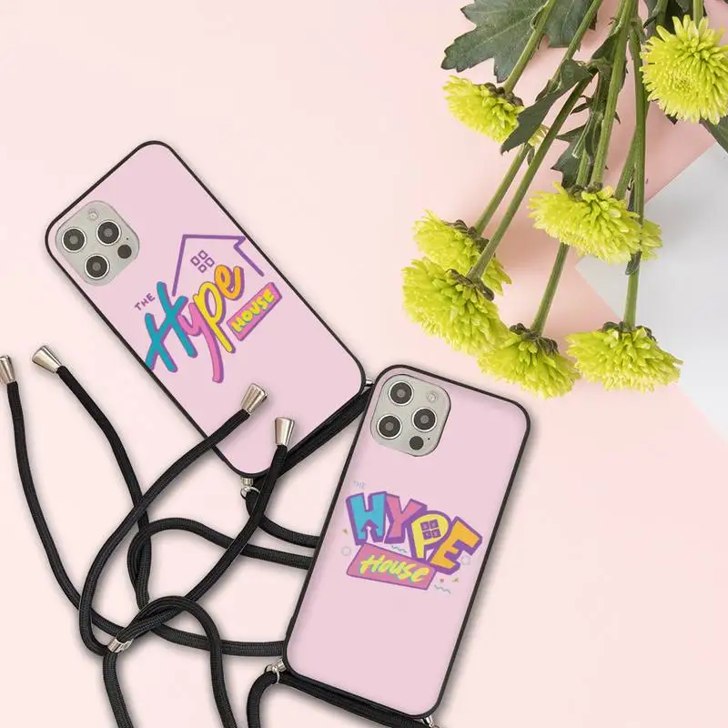 

Hype House Phone Case For iPhone 7 8 11 12 X XS XR MINI Pro Max Plus Strap Cord Chain Lanyard soft