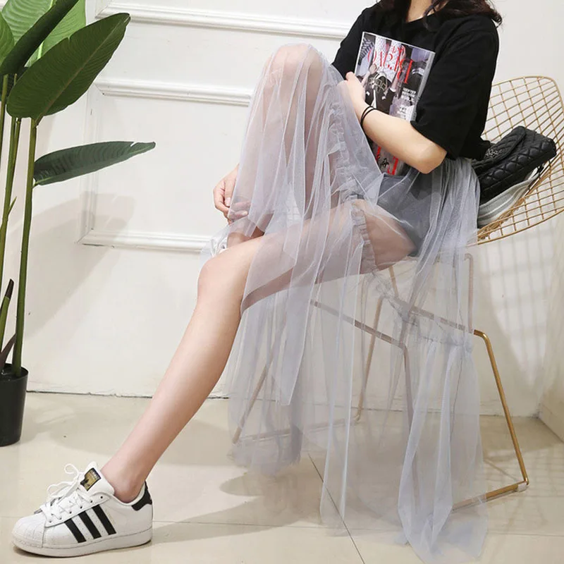 Юбка женская сетчатая трапециевидная пикантная эластичная повседневная юбка в