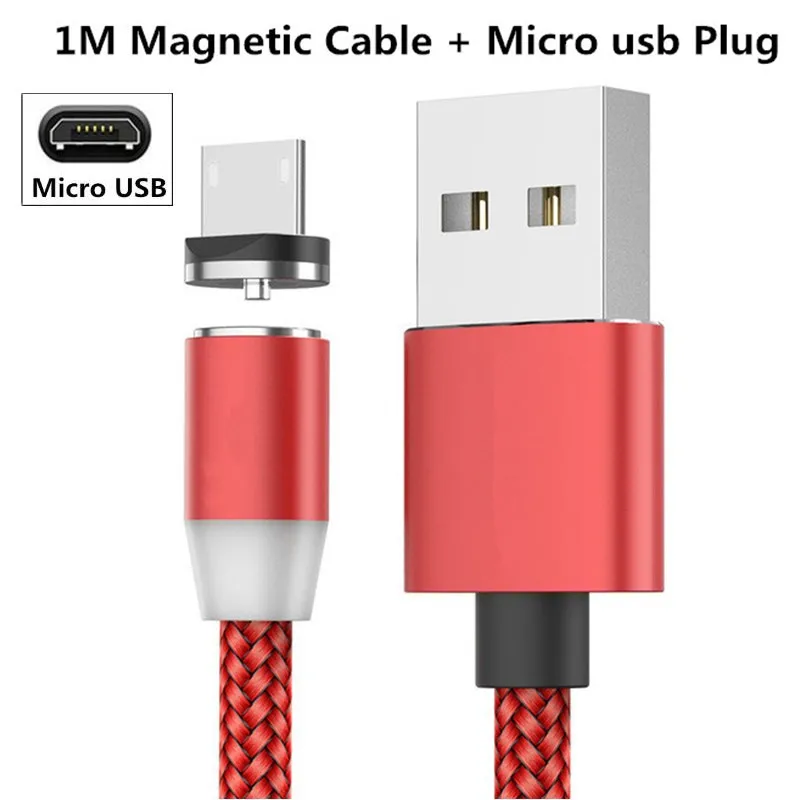 For Micro Red Магнитный USB кабель type C Micro USB кабель для быстрой зарядки для huawei Y3 Y6 Y5 II A7 J2 PRO Grand prime pro G530 - Цвет: For Micro Red