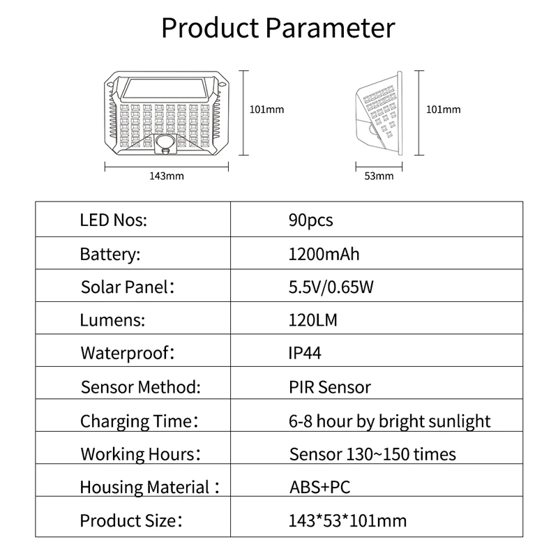 Светодиодный уличный настсветильник светильник на солнечной батарее 90