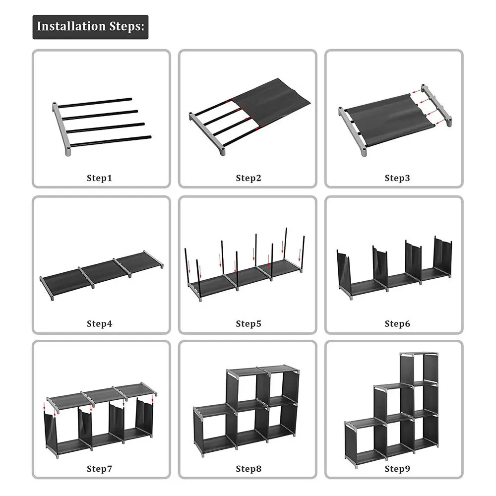 

3 Tiers 6 Compartments Multifunctional Storage Shel Bathroom Assembled Wardrobe Shoes Clothes Organiser Storage