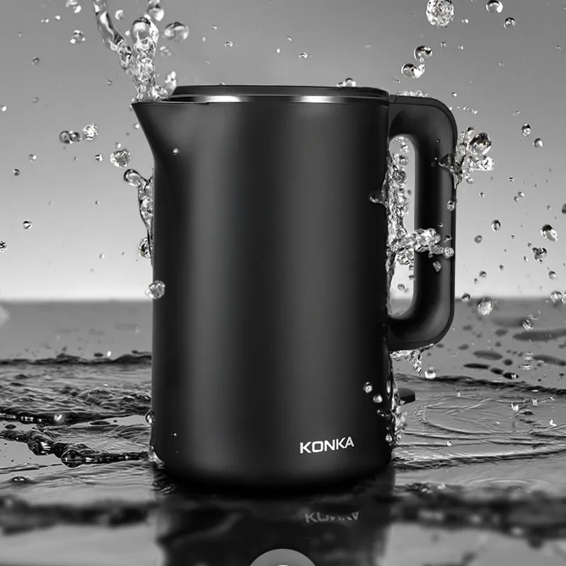Black Новинка, электрический чайник KONKA, быстро закипающий, из нержавеющей стали, самовар, кухонный чайник для воды Mi home, 1.8л, изоляция - Цвет: Black