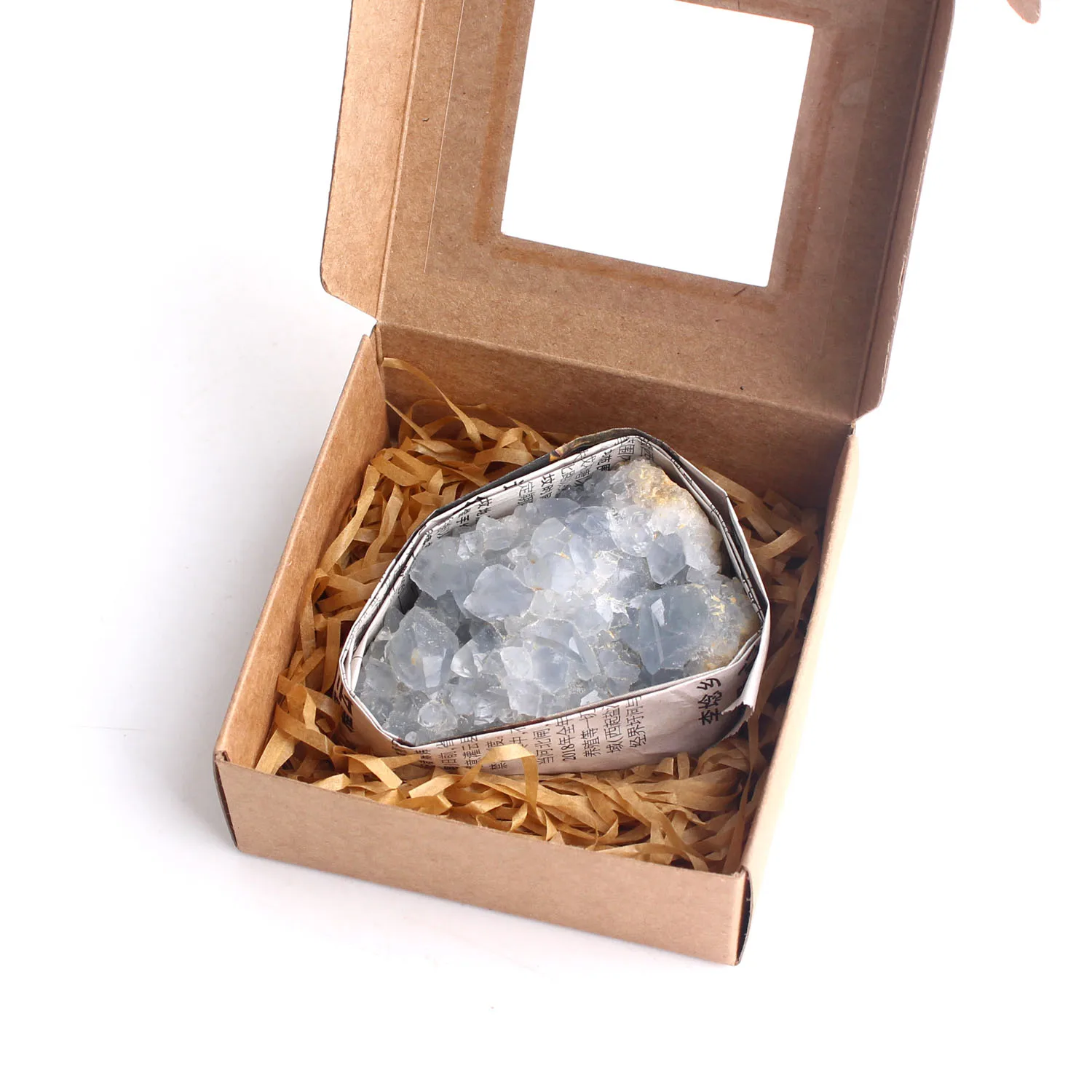 1 шт. мадагаскарский натуральный грубый келеститовый кластер с коробкой кристалл