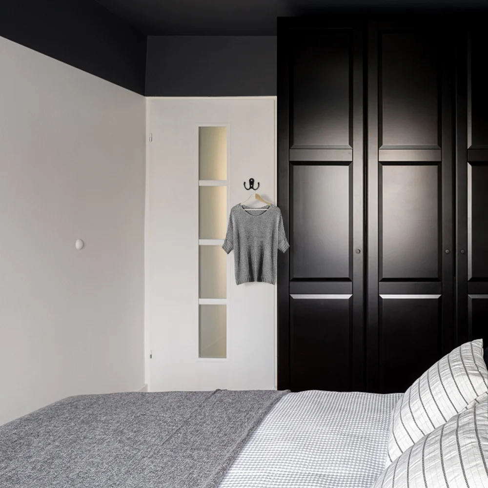 

10pcs 2-Pronged Coat Hooks Wall-mounted 2 Hole Towel Hanger for Coats Hats Clothing(Black)